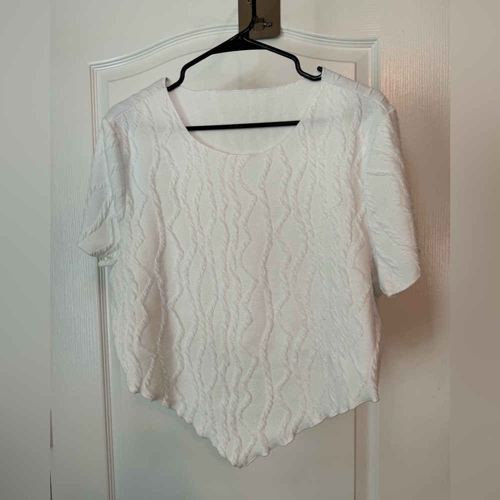 White asymmetrical crop top